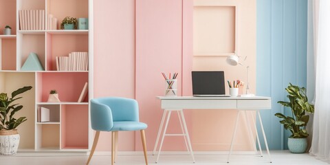 Pastel Home Office Workspace.