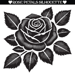 Rose petal silhouette. Valentine silhouette