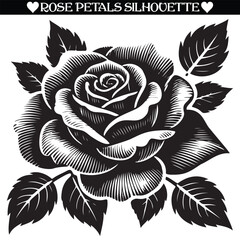Rose petal silhouette. Valentine silhouette