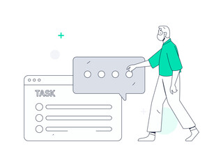 Flat vector illustration of business people operating work scene
