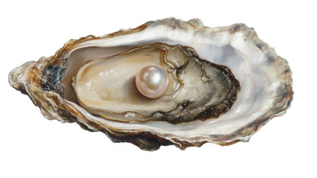 A Fresh Oyster with a Small Pearl Inside: Ideal for Food Enthusiasts, Seafood Businesses, and Luxury Promotions..