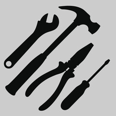 tools icon silhouette vector design art and illustration