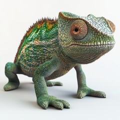 Obraz premium 3D Chameleon Isolated and White Background