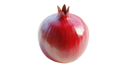 A ripe pomegranate with vibrant red skin displayed against a transparent background, showcasing its natural beauty and freshness.