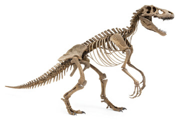 Fototapeta premium Dinosaur Tyrannosaurus Rex Skeleton running. cut out, on isolated white background, Clipping path