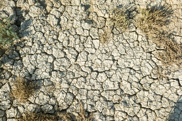 Dry cracked earth texture, cracks in the ground due to hot dry summers. Ecological problems. Climate warming. Dry land in summer, global natural crisis. Ground drought fertile soil dried up and cracke