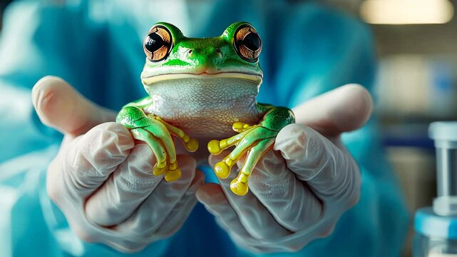 Frog in the laboratory. Generated by ai. animal.