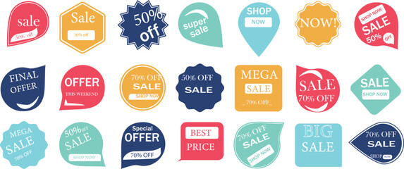 Set of Sale badges, tags, labels. vector illusteration