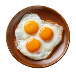 Triple Sunny Side Up Eggs on a Ceramic Plate