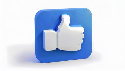 3D Blue Speech Bubble with White Thumbs-Up Icon. Social Media Like Button Symbol for Positive Feedback, Online Engagement Metrics, Content Approval, and Digital Communication Illustration Example