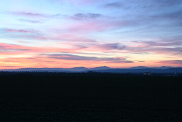beautiful sunset in the Czech mountains