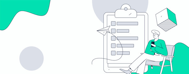 Flat vector illustration of business people operating work scene
