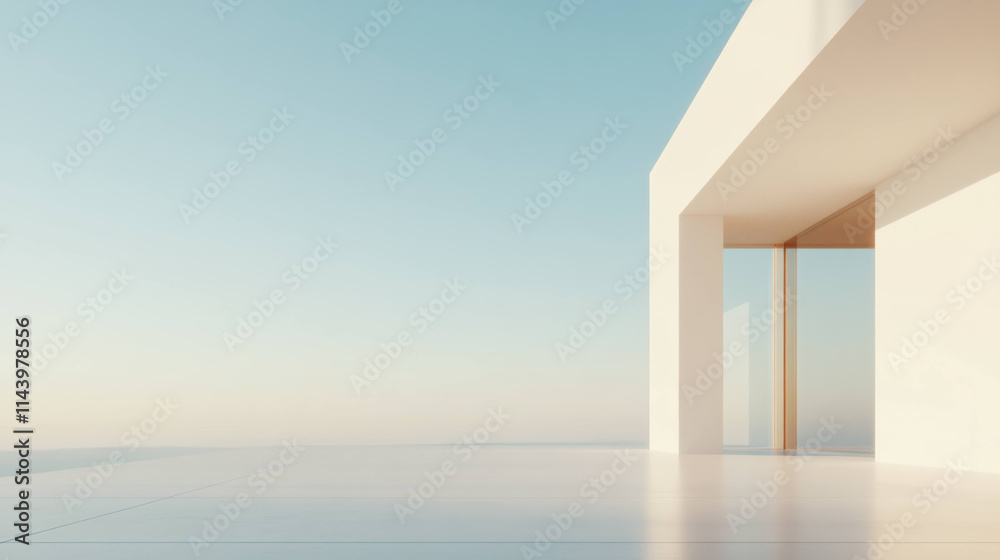 Leinwandbilder minimalist mid century architecture with large windows and serene open space