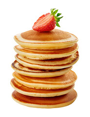 Stack of Fluffy Pancakes with Strawberry Topping