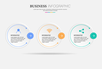 Vector infographic design UI template colorful gradient 3 step option labels and icons