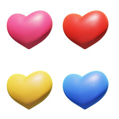 Collection of heart icons by color