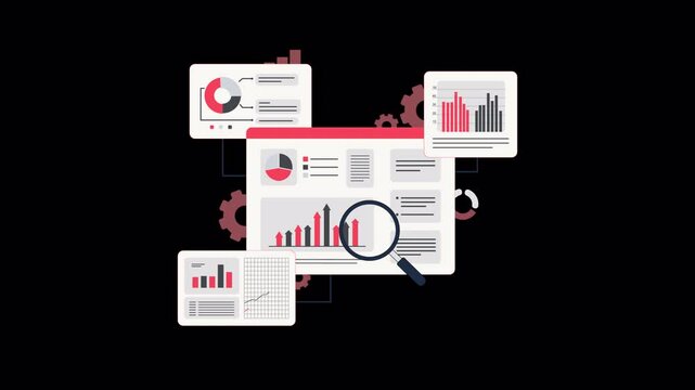 Data Analytics Information and Monitoring. Data Analysis Concept Animation Video - Transparent