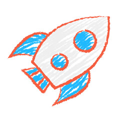 Hand drawn rocket chalk vector illustration design