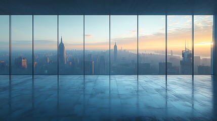 Fototapeta premium Evening lights create a striking look for the modern glass office building image