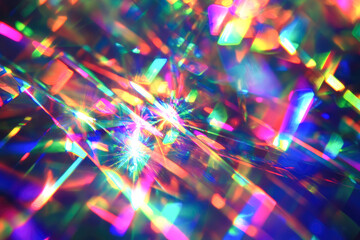 Vibrant prism light refractions creating dazzling rainbow spectrum