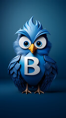 Fototapeta premium The Itinerant Technology Sentinel; BQ Blue Quill Mascot Showcasing Resilience and Agility.