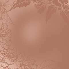 Floral gradient background in the 2025 color of the year Mocha Mousse. Hand drawn outline and silhouette flowers with brown tone. Perfect for creating trendy graphic resource and stylish designs.