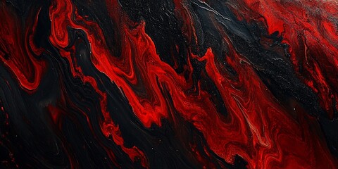 Abstract red and black liquid art.
