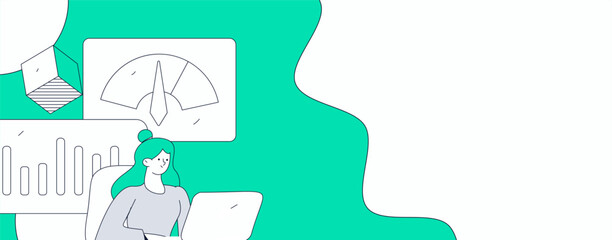 Flat vector illustration of business people operating work scene
