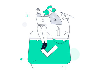 Flat vector illustration of business people operating work scene
