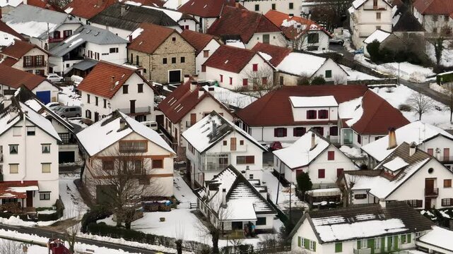 Auritz-Burguete. The town with snow. Navarre