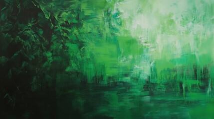 Emerald green, jade, and forest hues ripple and swirl like fluid waves of organic energy, creating a vibrant, dynamic motion that evokes nature's mysterious and enchanting beauty