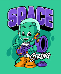 Space String Retro Cartoon Illustration Design