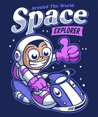 Space Explorer Retro Cartoon Illustration Design
