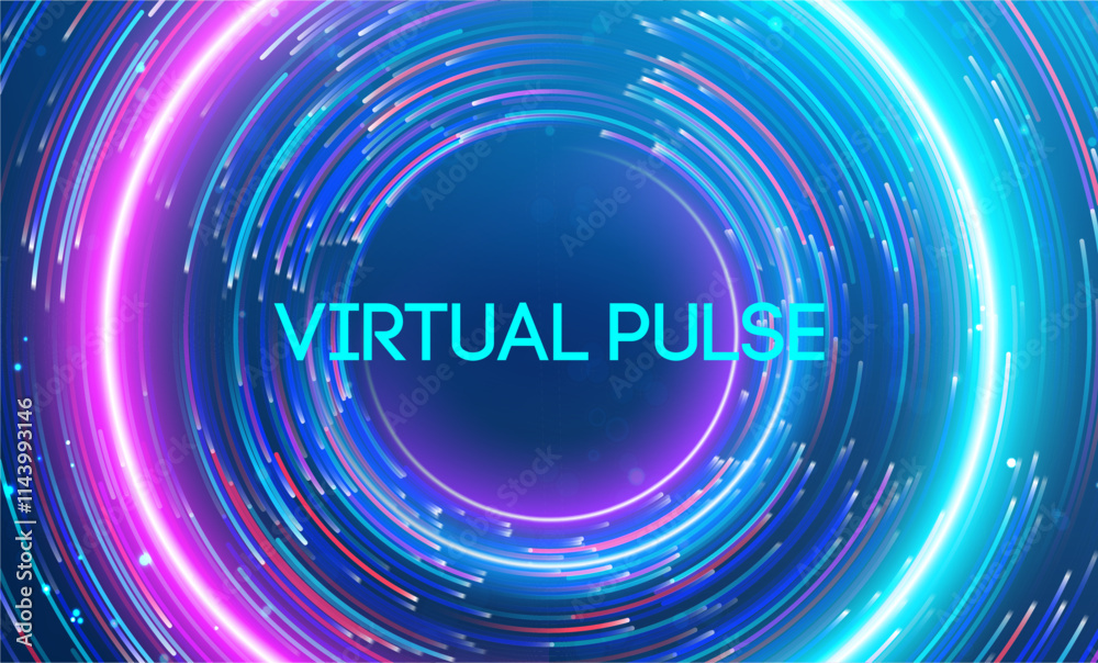 Fototapete virtual pulse surrounded by vibrant neon swirls and dynamic digital energy. big data and data scienc