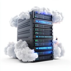 3D Cloud Server Isolated and White Background 