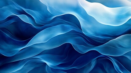 Fototapeta premium Abstract blue waves, flowing fabric texture.