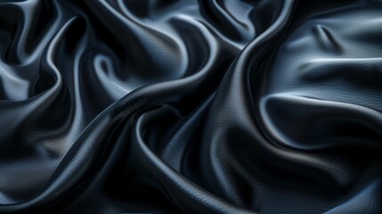 Obraz premium Close-up of flowing black silk fabric with smooth texture