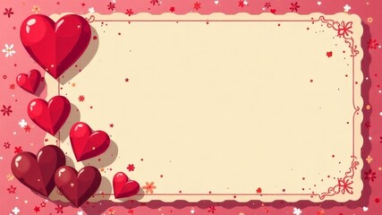 Vintage Valentine's Day menu in card format, decorated with heart-shaped chocolates with a blank center for text