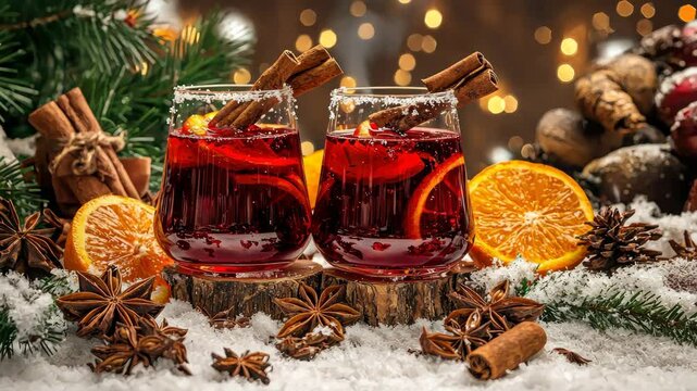 Mulled wine in a glass. Generated by ai. drink.