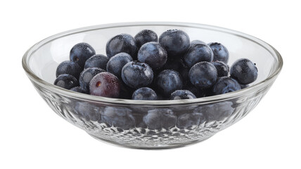 A Beautiful Glass Bowl Filled with Ripe and Juicy Blueberries Perfect for Healthy Snacks, Breakfast Bowls, and Desserts.