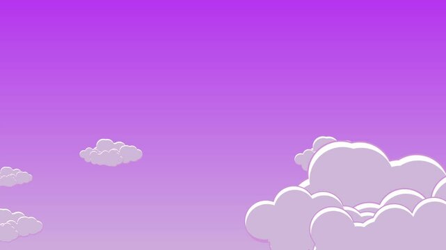 animation vid&eacute;o cartoon avec des nuages se s&eacute;parant sur fond bleu avec changement de couleur du fond, pour simuler le temps qui passe