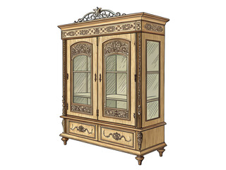 a almirah retro illustration on transparent