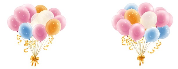 Stack of balloons on white background with copy space