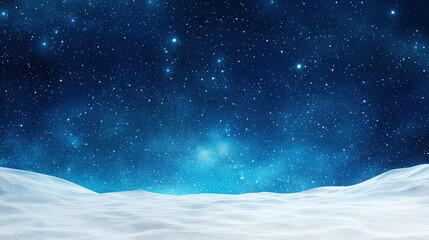 A starry night over a snowy field, with the Northern Lights illuminating the sky.