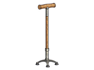 a cane medical retro illustration on transparent