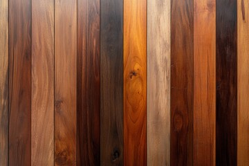 Various types of wooden planks arranged side by side showcasing different colors and textures