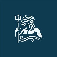 wave poseidon god logo