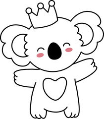 Cute Koala Birthday Party Crown Outline Coloring