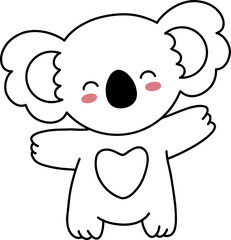 Cute Koala Birthday Party Happy Outline Coloring