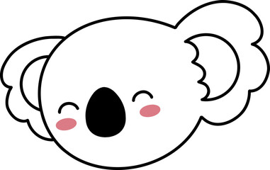 Cute Koala Smile Face Outline Coloring